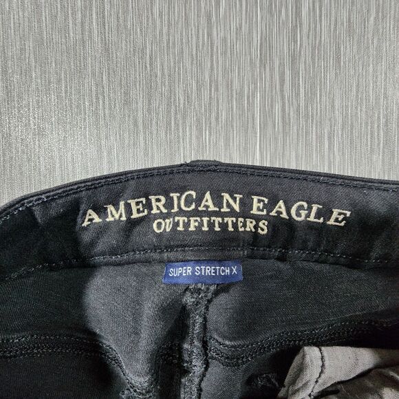 American Eagle Womens Mid-Rise Jegging Black Denim Jeans Distressed Size 4 - Picture 4 of 12